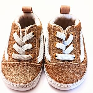 VANS Infant Girl's Pull-On Gold Glitter Sneakers Size 1